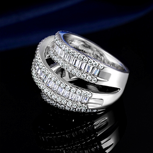 Extraordinary Blinged Out CZ Studded Triple Layer Ring - Picture 6 of 8